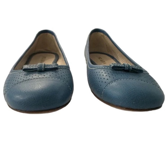 Prada Perforated Leather Round Toe Bow Trim Ballet Flat, Size 36 - Picture 4 of 6